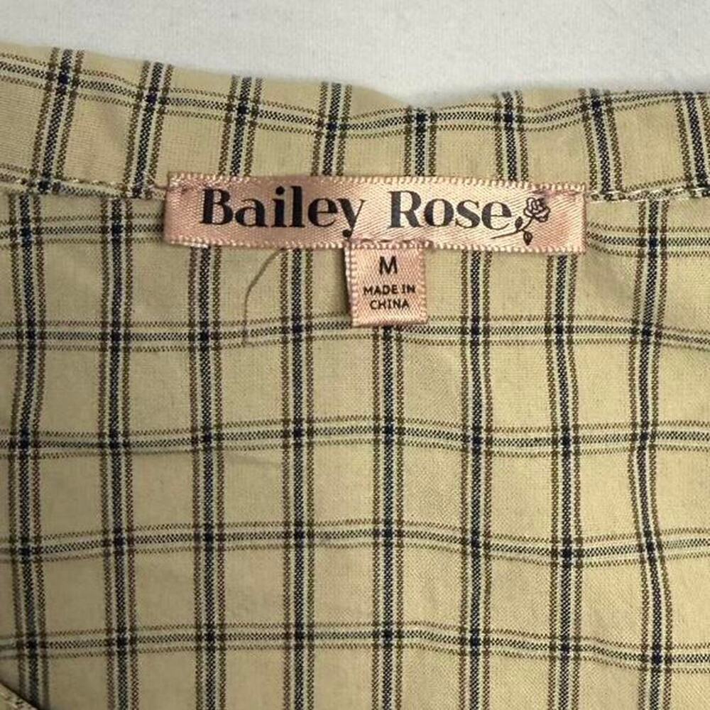 Bailey Rose brown plaid blouse with tie front and ruffle collar. Size M - Picture 4 of 6
